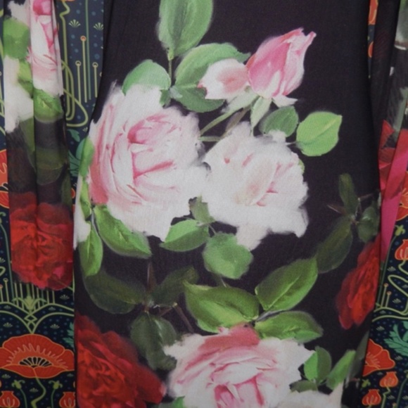 Jade Johnny Was Lolia Rose Print Mesh Midi Dress Nwt XS - Picture 7 of 9